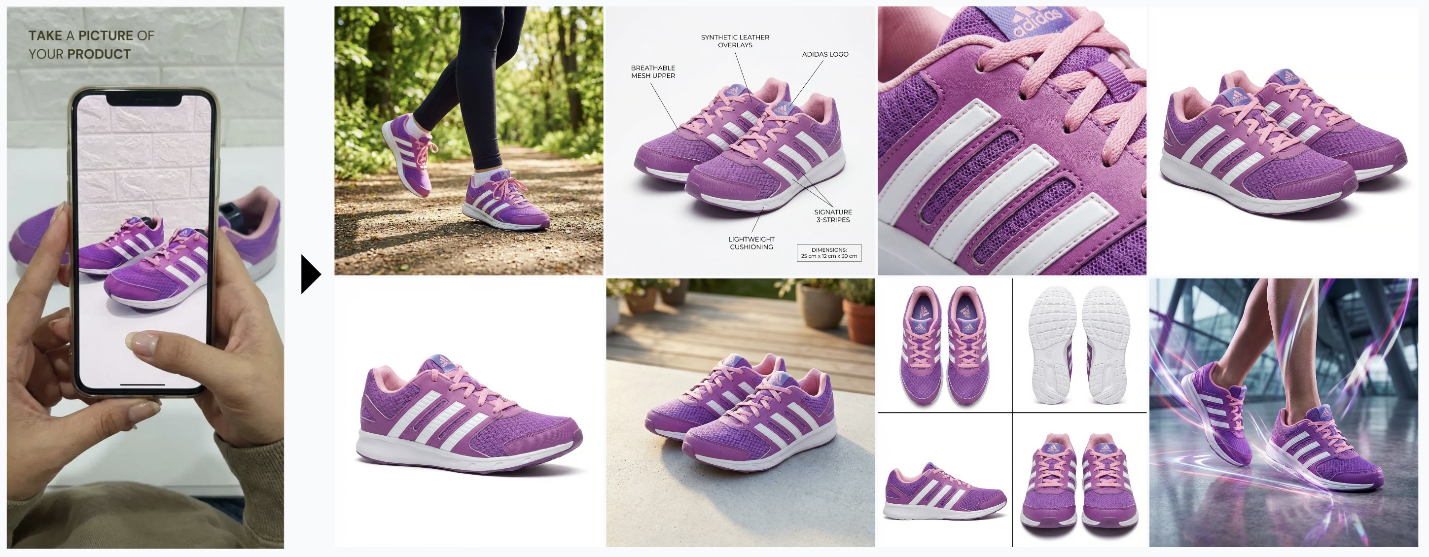 Running shoes product photography showcase