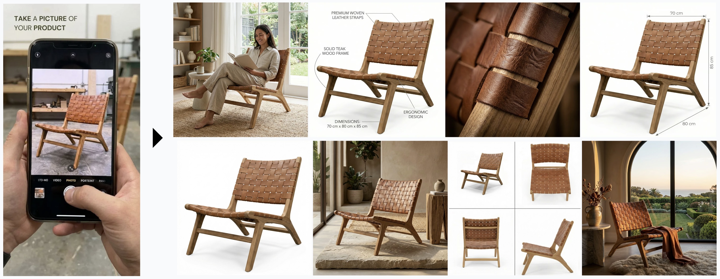 Woven chair product photography showcase
