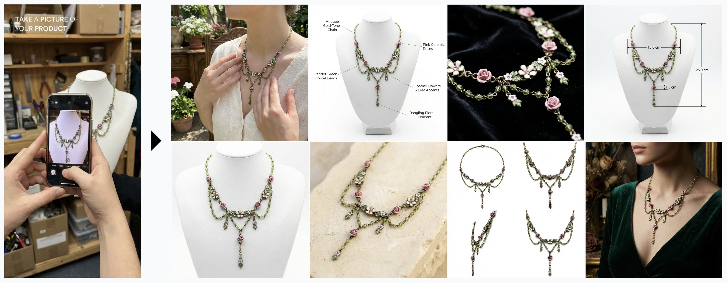 Necklace product photography showcase